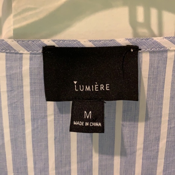 Darling blue/white pinstripes, wrap dress. Medium - Picture 2 of 5